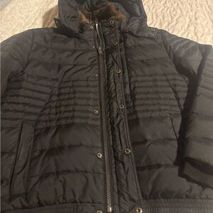 Black Quilted Puffer Jacket with Hood